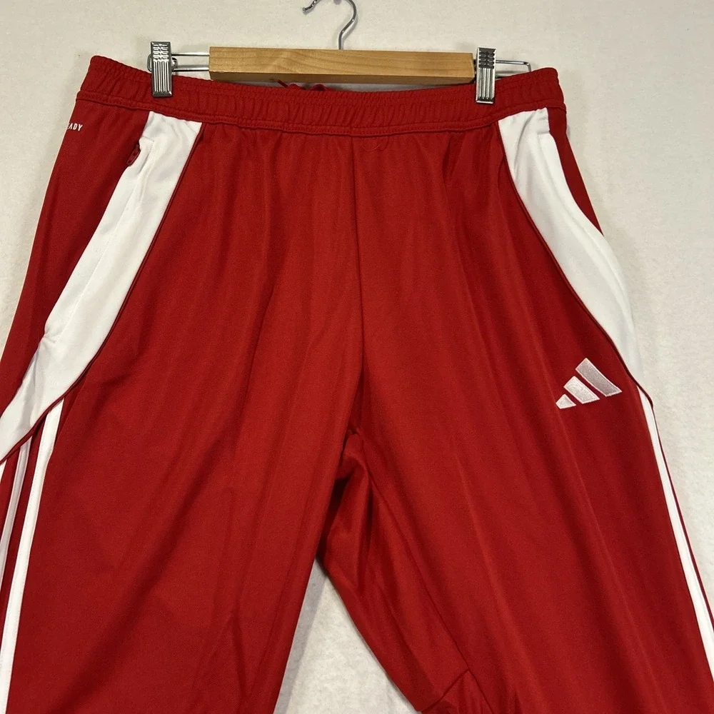 Adidas Tiro 24 Track Pants Mens Large Red White Stripe Tapered Zip IV7264 NWT